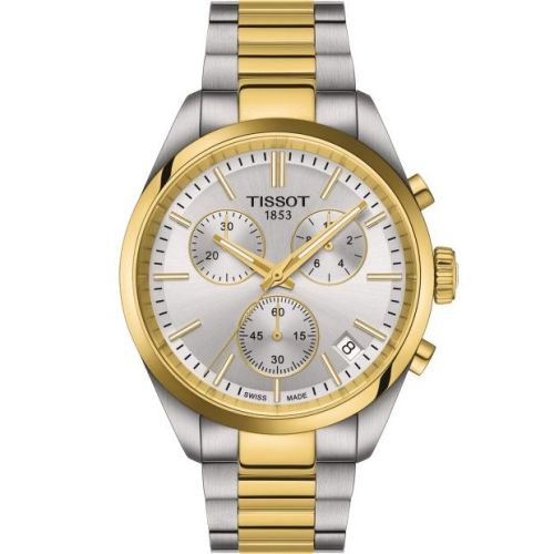 Tissot PR 100 Quartz Chronograph Stainless Steel - Yellow Gold / Silver / Bracelet